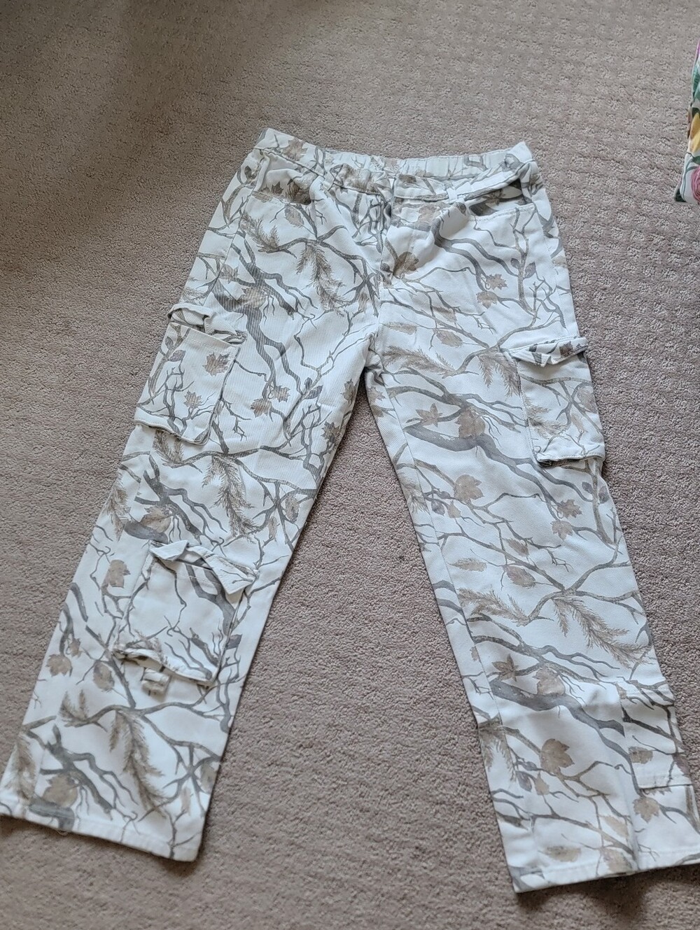 Rue21 Beige & Cream Botanical Cargo Jeans